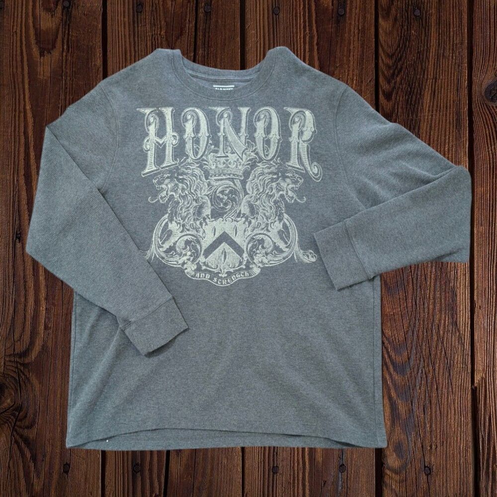 Y2K Style Waffle Knit Grunge Thermal Honor and Strength XXL